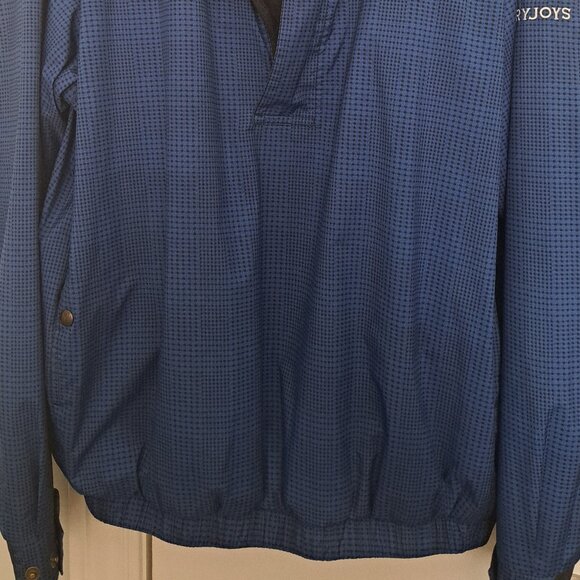 DRYJOYS by FootJoy Golf Windbreaker Jacket Blue Houndstooth pullover 1/4 zip Med - Picture 10 of 10